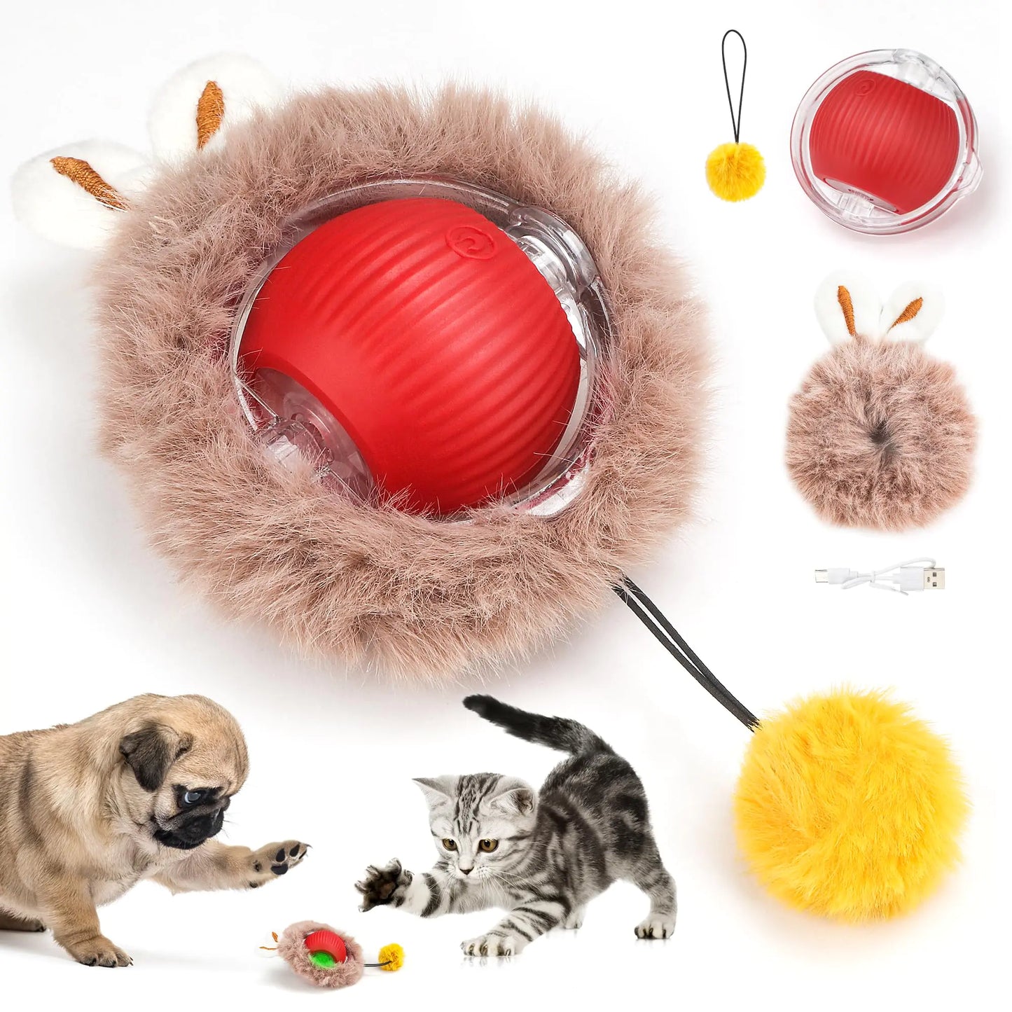Smart Rolling Plush Pet Toy
